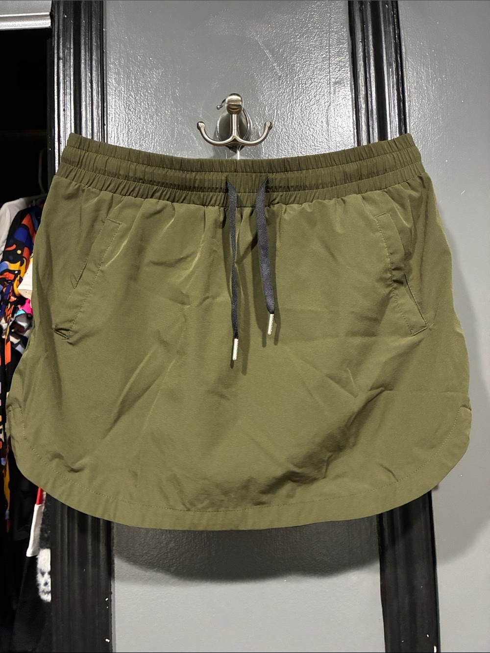 Halara Olive Green Drawstring Active Skort with built in shorts